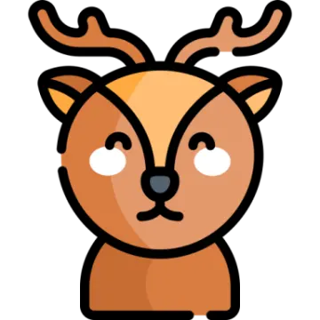a cartoon deer with horns on it's head