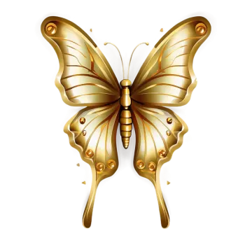 a golden butterfly on a white background