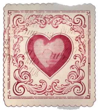 a vintage valentine card with a heart in the middle