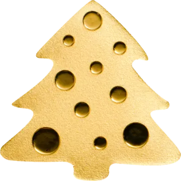 a gold christmas tree with holes on it