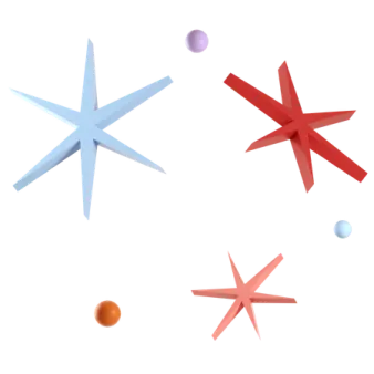 a group of colorful stars on a white background
