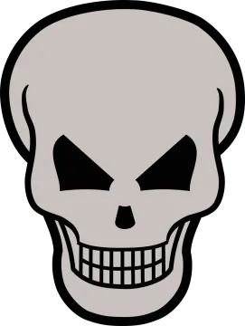 a black and white skull on a white background
