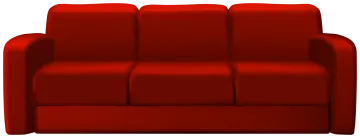 a red couch on a white background