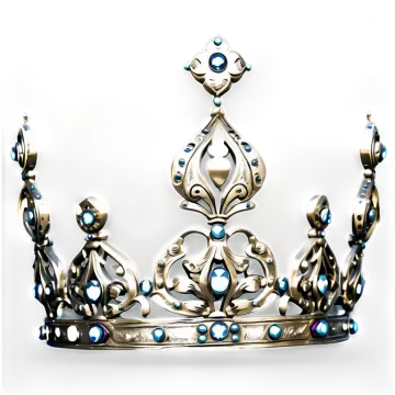 a silver and blue crown on a white background