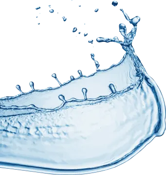 a blue shoe with water splashing on it