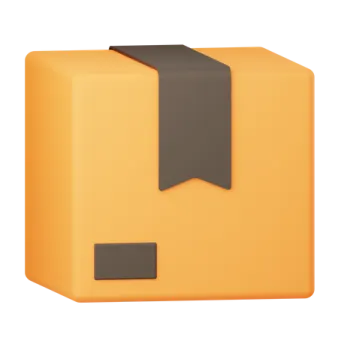 an orange cube with a black arrow on it