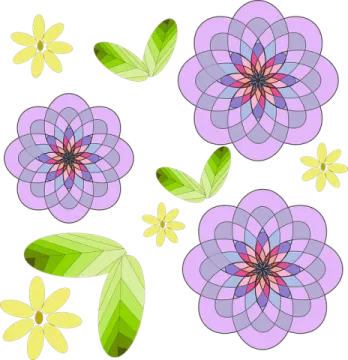 a bunch of flowers on a white background