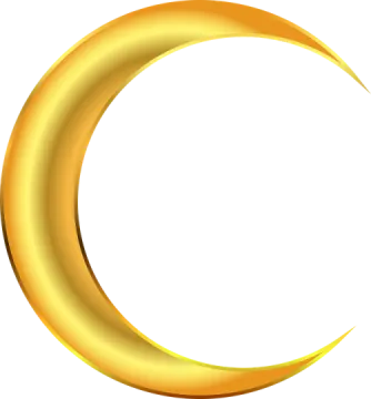 a gold crescent on a white background