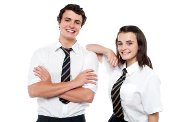 a couple of young people standing next to each other