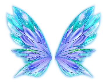 a pair of blue and green wings