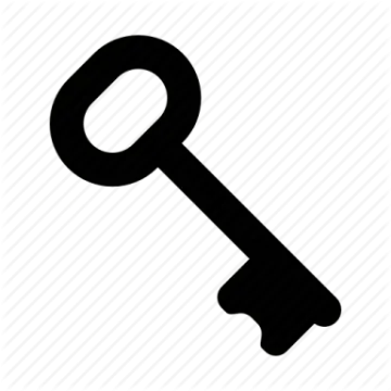 a black and white image of a key