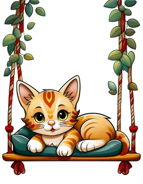 a cat lying on a swing vector