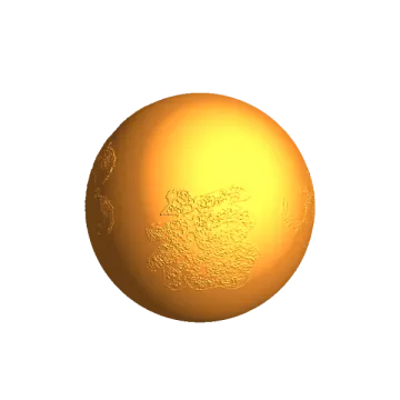 a golden sphere with a white background
