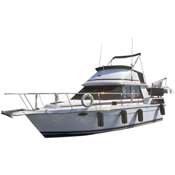 a white and black boat on the water