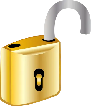 a golden padlock with a key