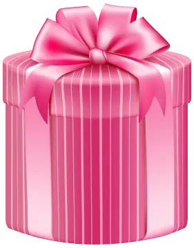 a pink gift box with a bow