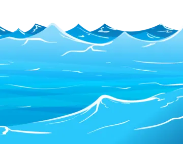 a blue ocean with mountains in the background