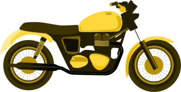 a black and yellow motorcycle on a white background