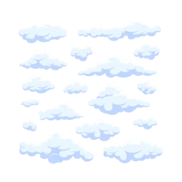 a bunch of clouds on a white background