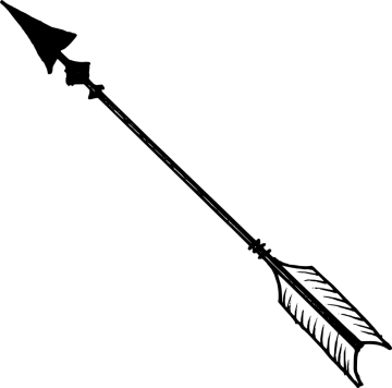 a black and white drawing of an arrow