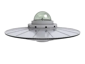 a white ufo spaceship with a light on top