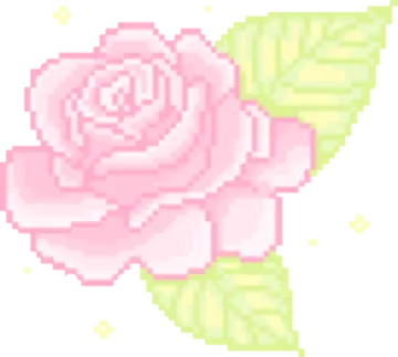 a pink rose with green leaves