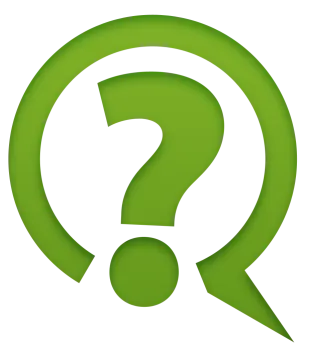 a green question sign with a white background