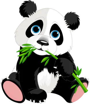panda eating bamboo clipart