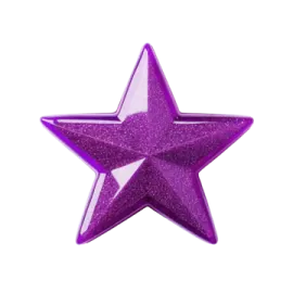 a purple glitter star on a white background