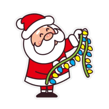 a santa claus holding a christmas tree branch