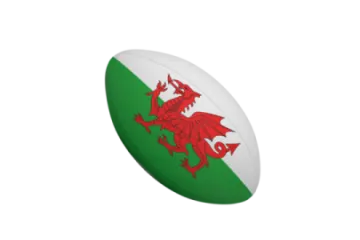 the wales flag on a rugby ball
