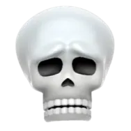 a white skull with black eyes