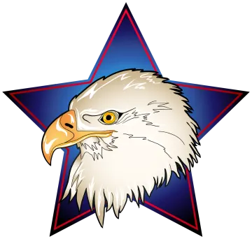 an eagle with a star in the background