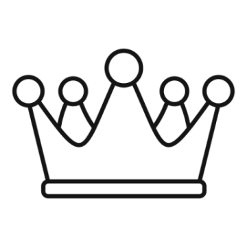 a black and white icon of a crown