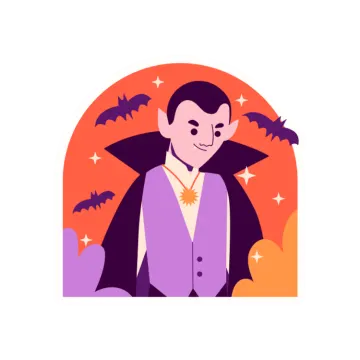 a man in a purple suit with bats around him