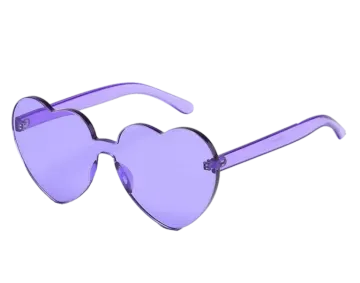 a pair of purple heart shaped sunglasses