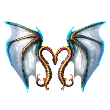 a pair of blue and gold dragon wings