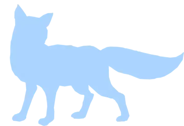 a silhouette of a fox on a white background
