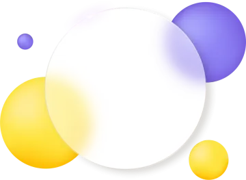 a white circle with yellow and blue circles