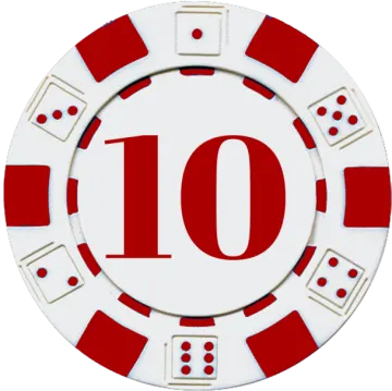 a poker chip with the number 10 on it