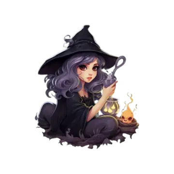 a girl in a witch costume holding a pumpkin