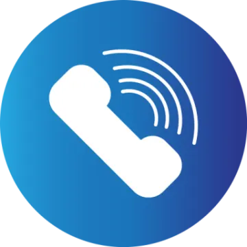 a blue circle with a phone icon in the middle