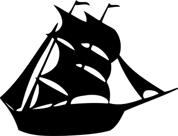 a black and white silhouette of a pirate ship