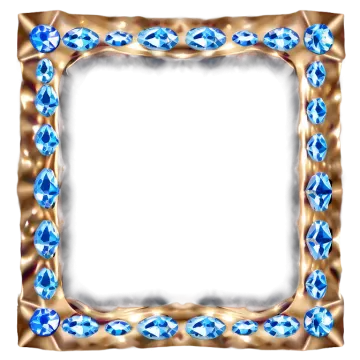 a gold frame with blue gems on white background