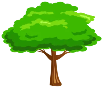 a cartoon tree with green leaves