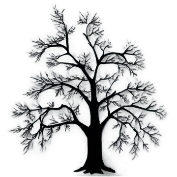 a black and white drawing of a tree