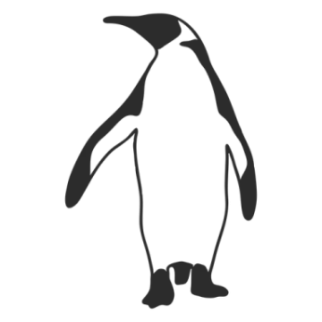 a black and white penguin silhouetted on a white background