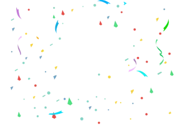 a white background with colorful confe