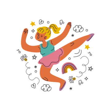an illustration of a woman flying through the air