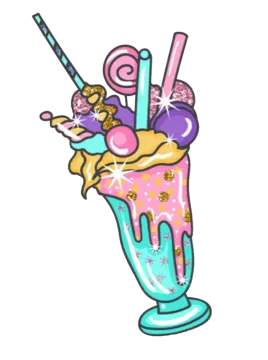 a pink and blue drink with a unicorn on top
